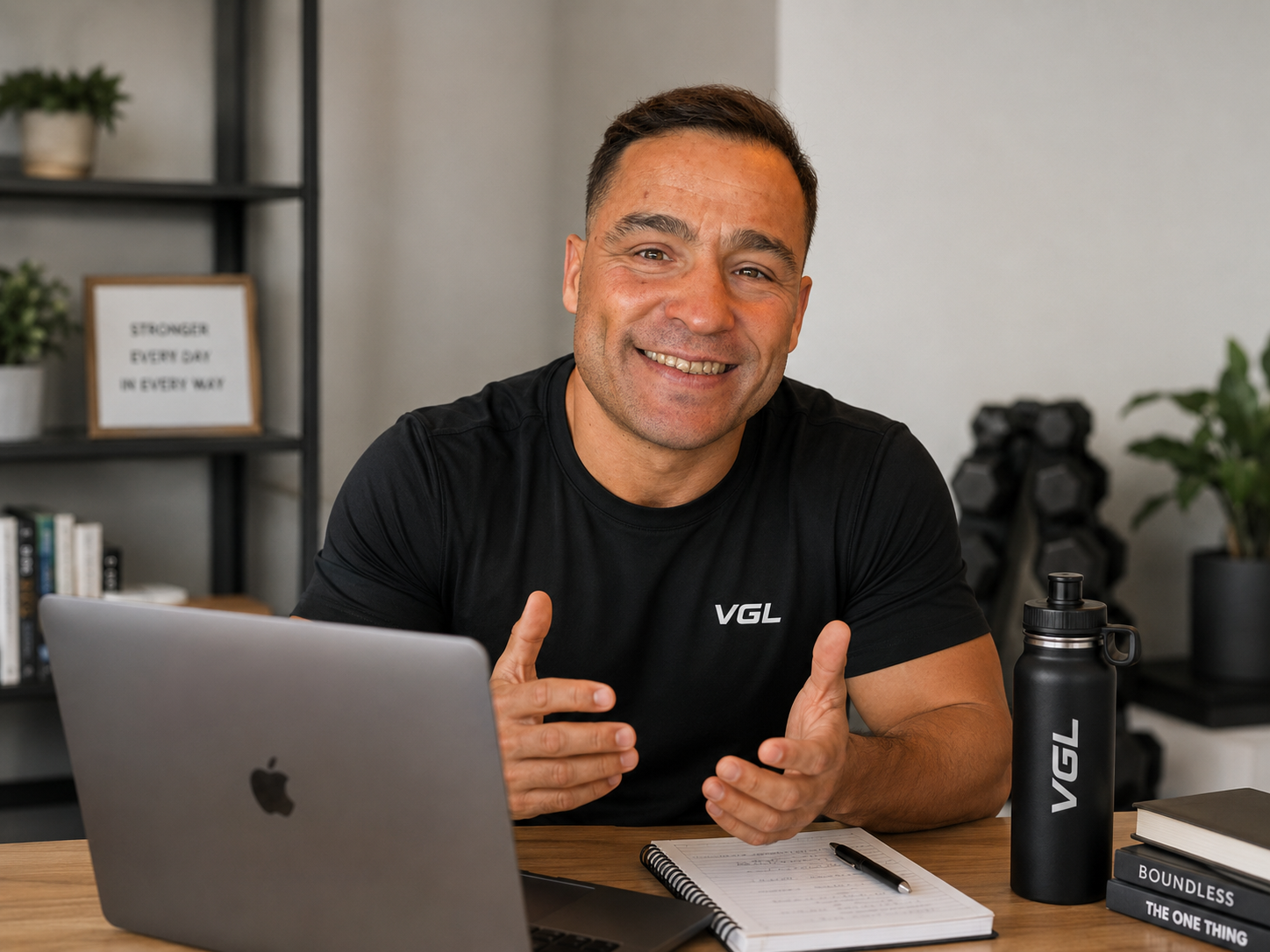 Víctor entrenando boxeo con un saco de golpeo